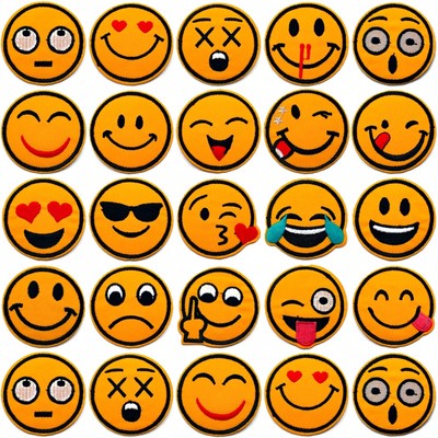 SMILEY EMOJI AUFNÄHER PATCH PATCHES EMOTICONS APPLIKATION BÜGEL BILD FLICKEN NEU