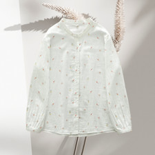 White Floral Printed Women Shirt