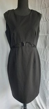 Calvin Klein Little Black Cocktail Dress Womens Sz 10 Midi Length Cut-Outs