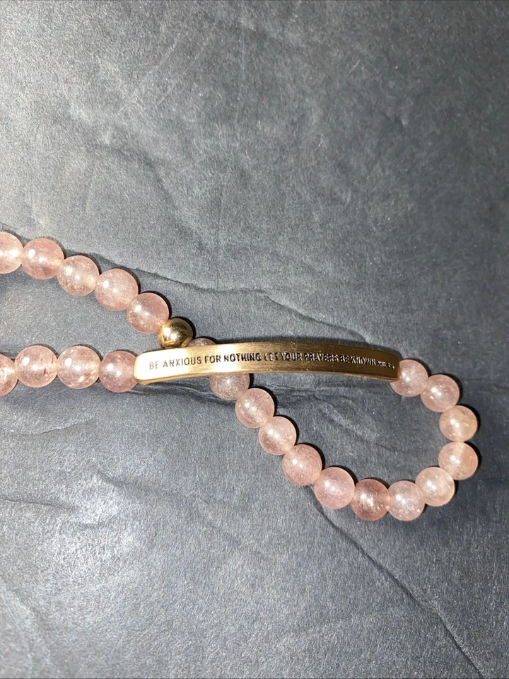 Браслет Inspire Me подлинный розовый кварц покрытие розовым золотом 14 карат филиппийцы 4:6 - Изображение 4 из 4