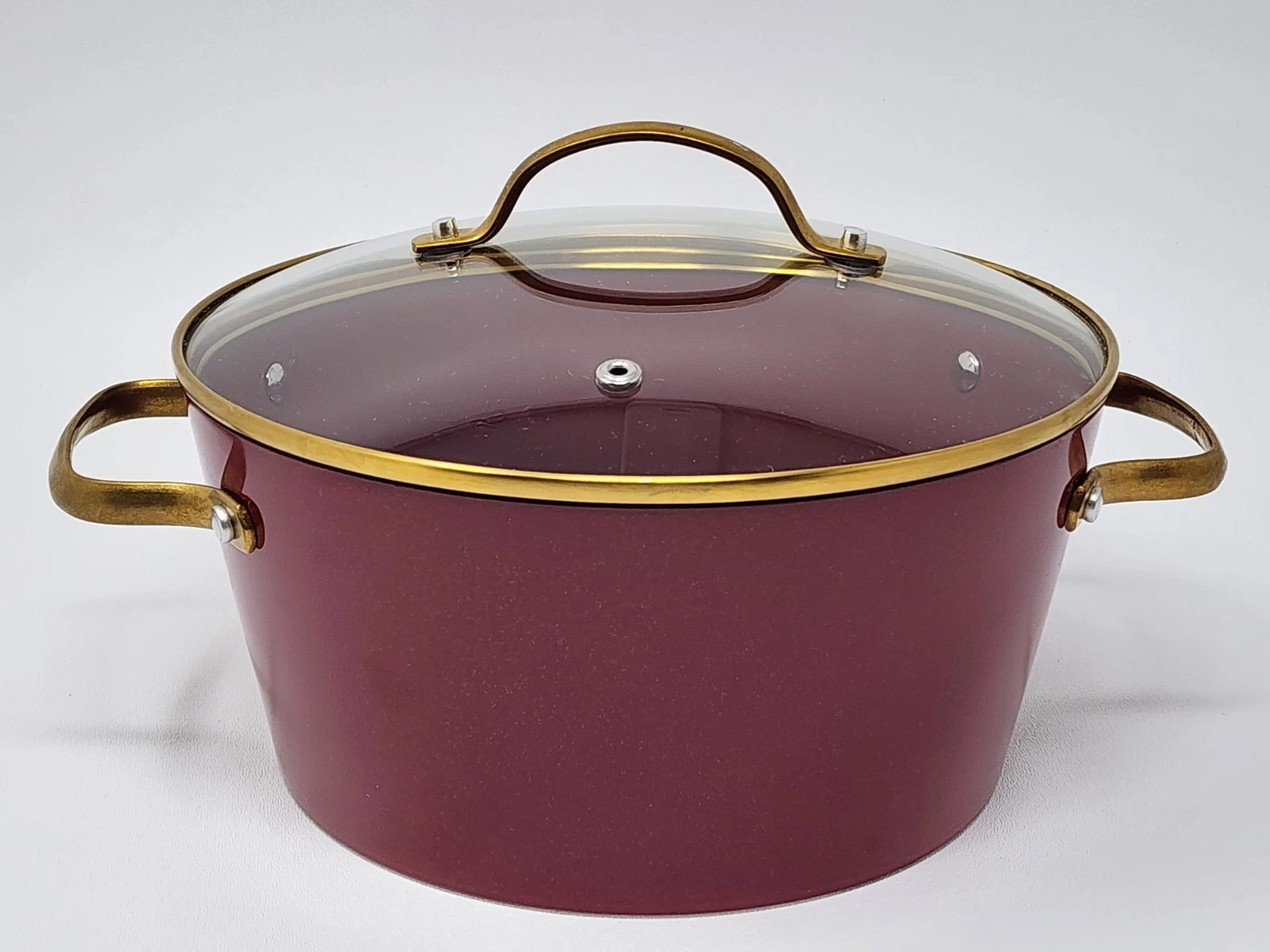 BKLYN Steel Co. 6-qt. Stockpot with lid Non-Stick Red with Gold-tone Handles