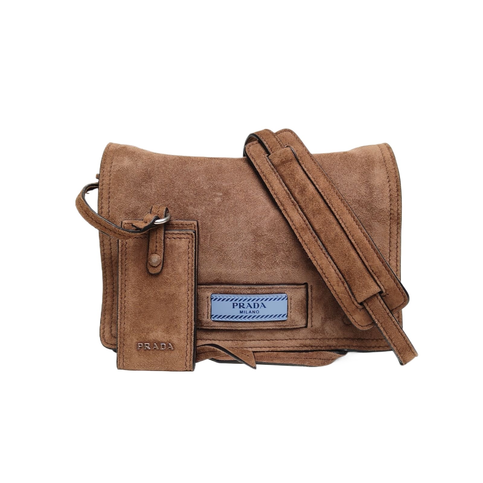 PRADA Brown Suede Pochette Metis 20cm Crossbody Bag