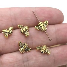 20 Bee Spacer Brass Coloured Beads For Crafting DIY Jewellery Making Necklace