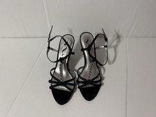 Nina black satin w/rhinestones formal evening heels women size 7 M