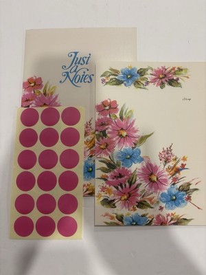 Just-a-Notes Vintage Floral Fold Seal Notes Stationery Bright Pink Seals Japan