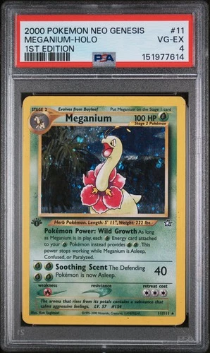 2000 POKEMON NEO GENESIS 1ST EDITION #11 MEGANIUM-HOLO PSA 4