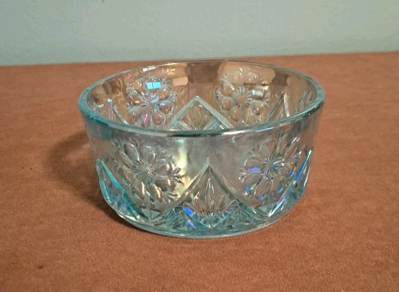 Lenox Imperial Glass Vintage Bowl Dish Iridescent Light Blue