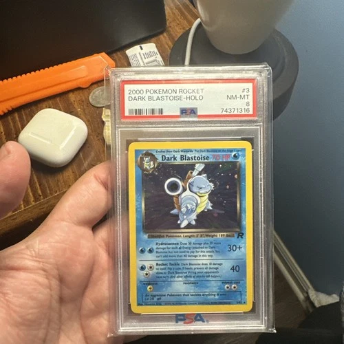 2000 Pokemon Team Rocket Dark Blastoise Holo Rare 3/82 PSA 8
