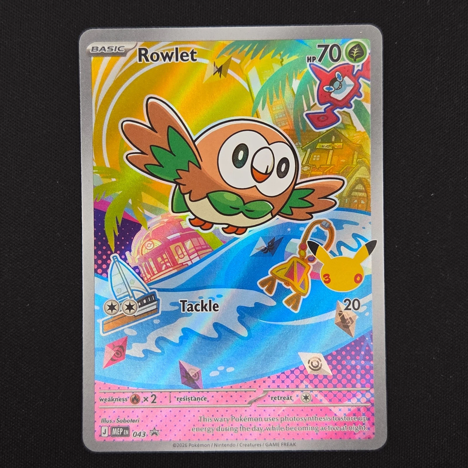 Pokémon TCG Card Rowlet MEP 043 First Partner Black Star Promo - NM