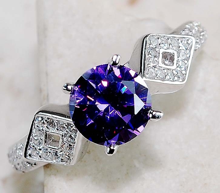 2CT  Amethyst 925 Sterling Silver Ring Jewelry Sz 8 G1-1