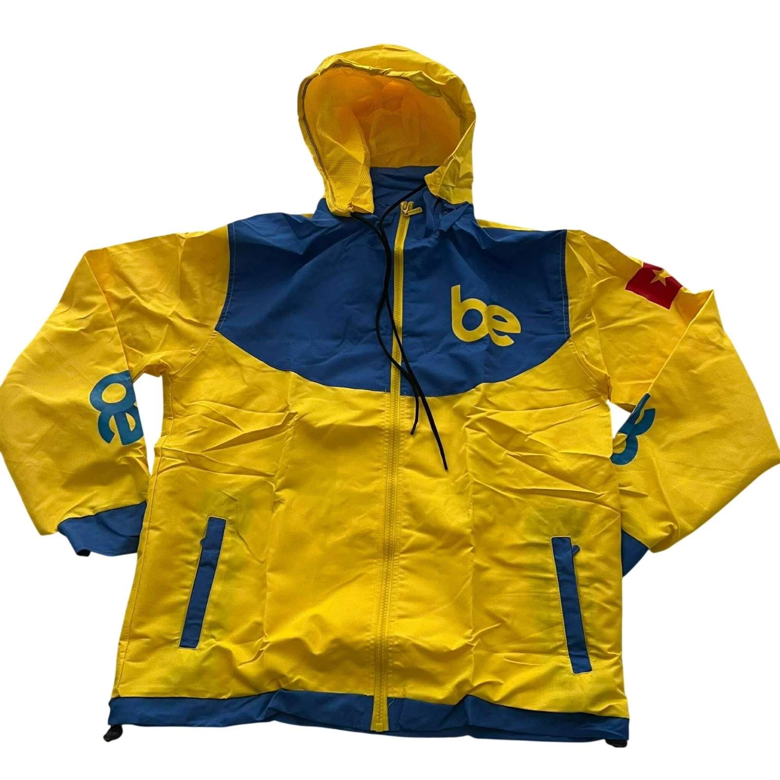 Be Yellow Full Zip Hooded Windbreaker Jacket Size 3XL Official New