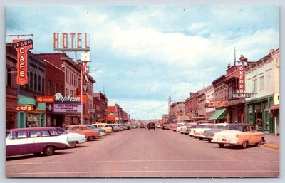 Vintage Montana Postcard HAVRE First Street Looking West 1950s