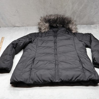 Calvin Klein Down Jacket Womens XXL Black Faux Fur Trim Winter Insulated Puffer