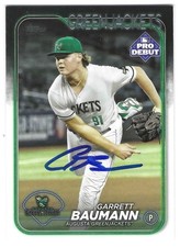 GARRETT BAUMANN SIGNED 2024 TOPPS PRO DEBUT BASEBALL CARD ATLANTA BRAVES #PD-4