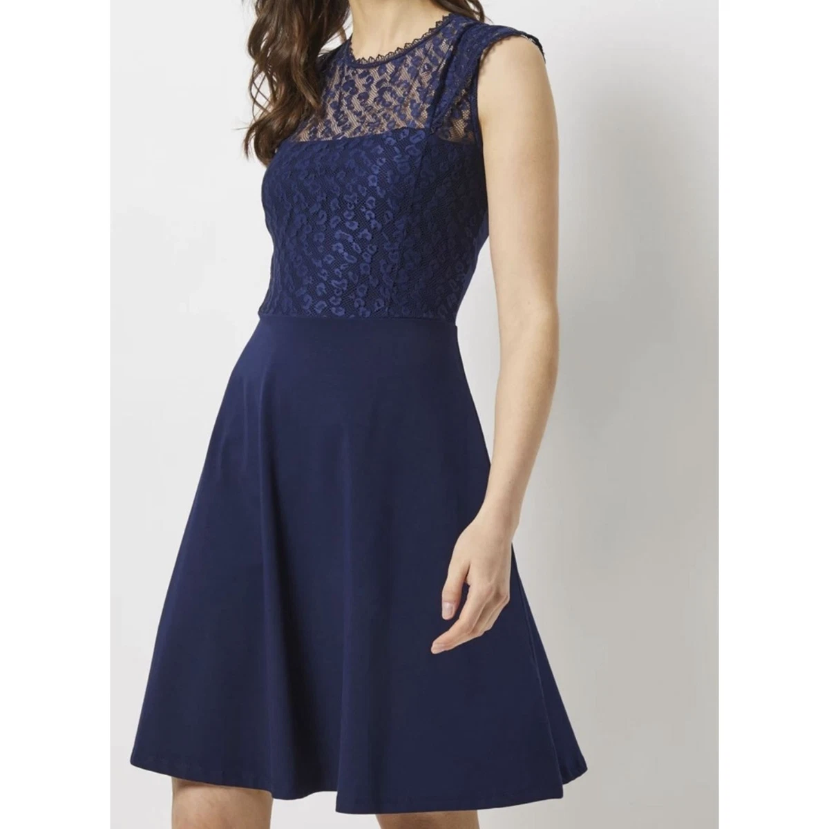 dorothy perkins blue lace dress Navy Dorothy Perkins Petite Lace High Neck Mini Dress