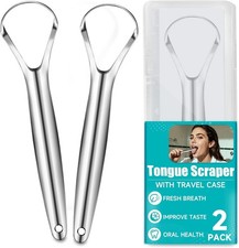 2-Pack Stainless Steel Tongue Scraper Limpiad...