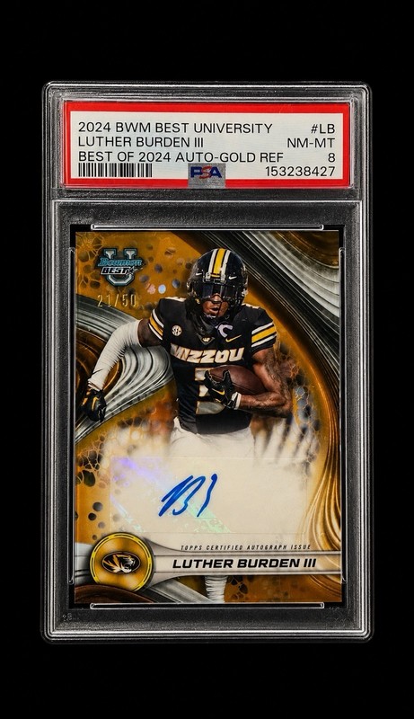 Lurther Burden Auto 2024 Bowman Best University Best of 2024 Auto /50 PSA 8 WR1