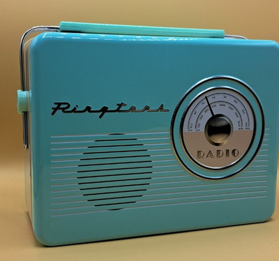 Sammlerstück 50er Jahre blau Klingelton Retro Radio Metalldose Aufbewahrung Kekse Tee sauber