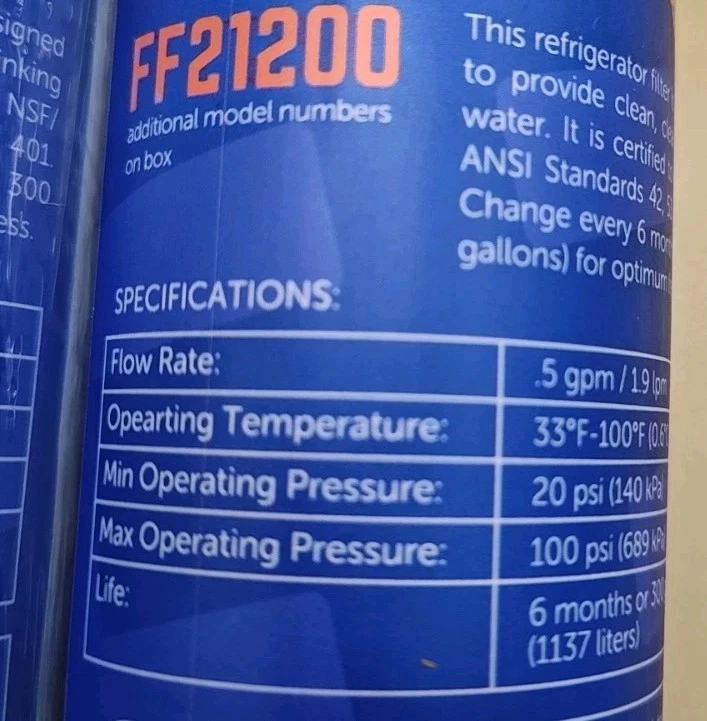 Set Of 2 Filters Fast Replacement Water Refrigerator Filters PH21200 NEW - Image 3 of 4