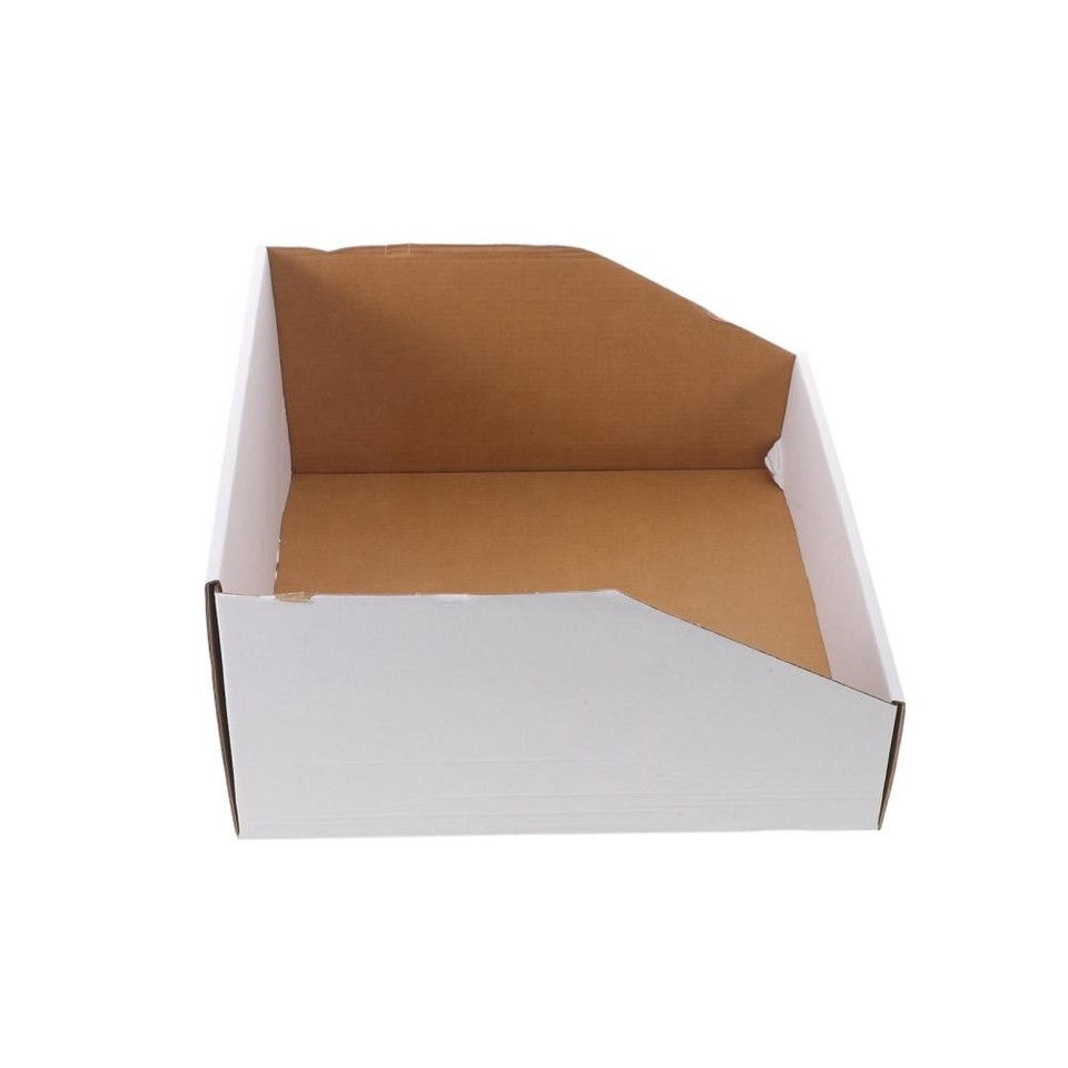 Stackable Containers Uk Stackable White Cardboard Organizer Bins with Slanted Design for ...