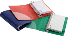 Oxford Index Card Binder with Dividers, 3" X 5", Color Will Vary, 50 Cards,1 Bin