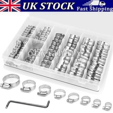 101x Assorted Stainless Steel Hose Clamp Kit With No Driver Jubilee Clips Set UK