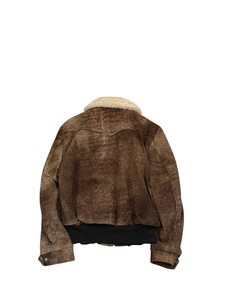 Vintage 70s Schott Rancher Suede Leather Sherpa Collar Western Bomber Size 42 - Image 3 of 3