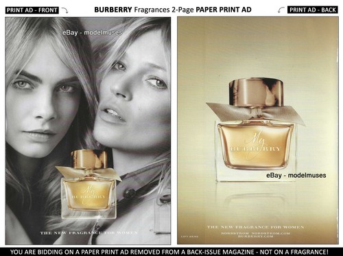 BURBERRY Fragrances 2-Page PRINT AD 2015 KATE MOSS Cara Delevingne MARIO TESTINO