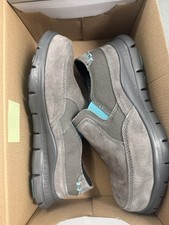 HYTEST Blake Steel Toe Slip-On Shoe Women 7.5 W Gray Leather Safety Footwear