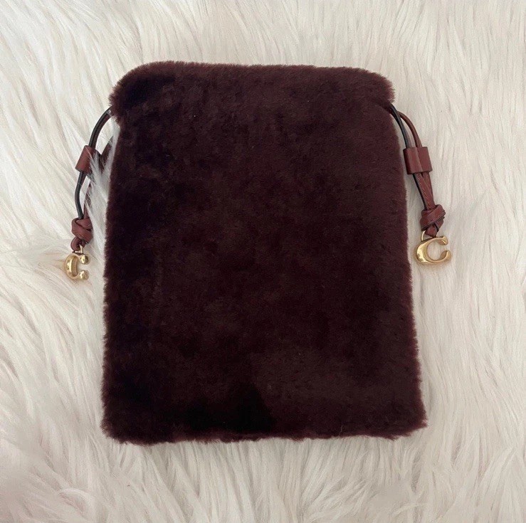 Coach Drawstring Shearling with Leather Crossbody… - image 3