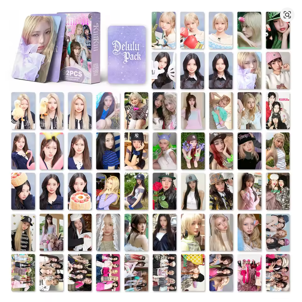 92PCS KIIIKIII DELULU PACK PHOTO CARD PHOTOCARDS STICKERS KPOP