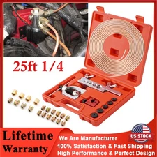 Recewill Brake Line Repair Kit 1/4 25 ft Copper Pipe Flaring Tool + 20 Fittings