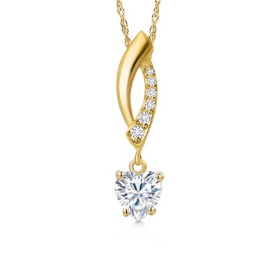 10K Yellow Gold Pendant with Chain Moissanite (0.53 Cttw)