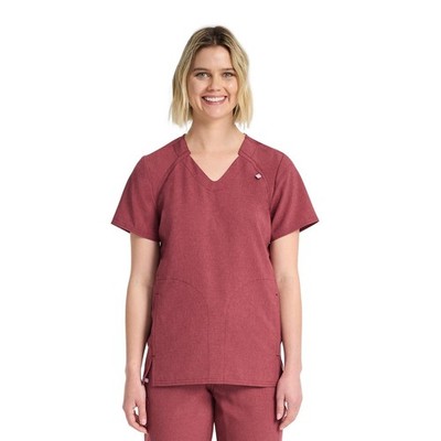 Scrubstar Women's Fashion Stretch V-Neck Scrub Heather Dark Cherry Medium