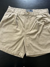 Polo Ralph Lauren Vintage Andrew Short Pleated Chino Shorts, Beige, Size 36