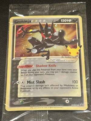 NM/M Pokémon TCG Greninja Gold Star SWSH144 Celebrations Black Star SEALED PROMO