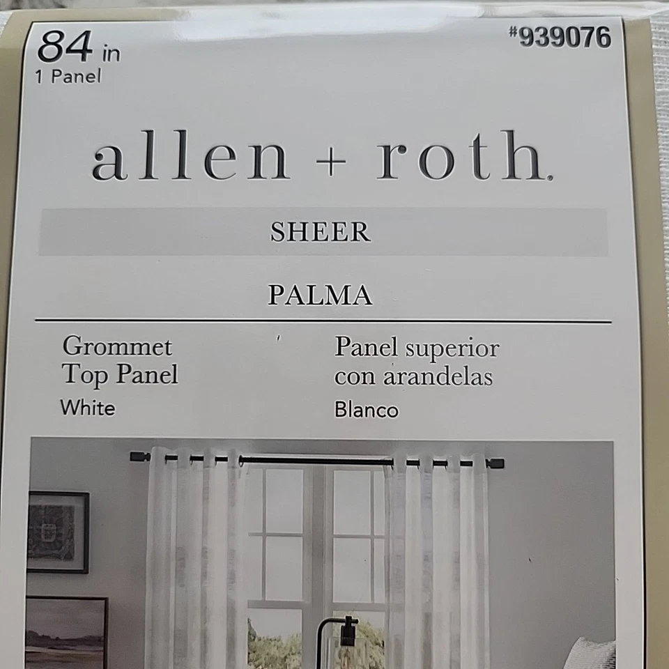 Allen and Roth White Grommet Top Window Panel Curtain 52x84" NEW - Image 3 of 4