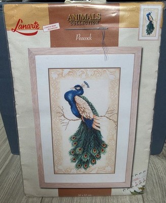 Seltenes Lanarte gezähltes Kreuzstich-Set ''Pfau'' 34963A Neu