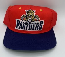 LOGO 7 Florida Panthers NHL Red Blue Snapback Hat Vintage 90s Junior Size