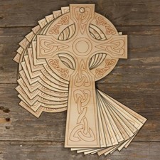 10x Wooden Traditional Celtic Christian Cross Craft Shape Religious