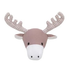 Brown and White Moose Plush Head Wall Decor