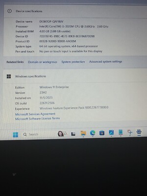Device name	DESKTOP-QAF18JV Processor	Intel(R) Core(TM) i5-3320M CPU @ 2.60GHz  