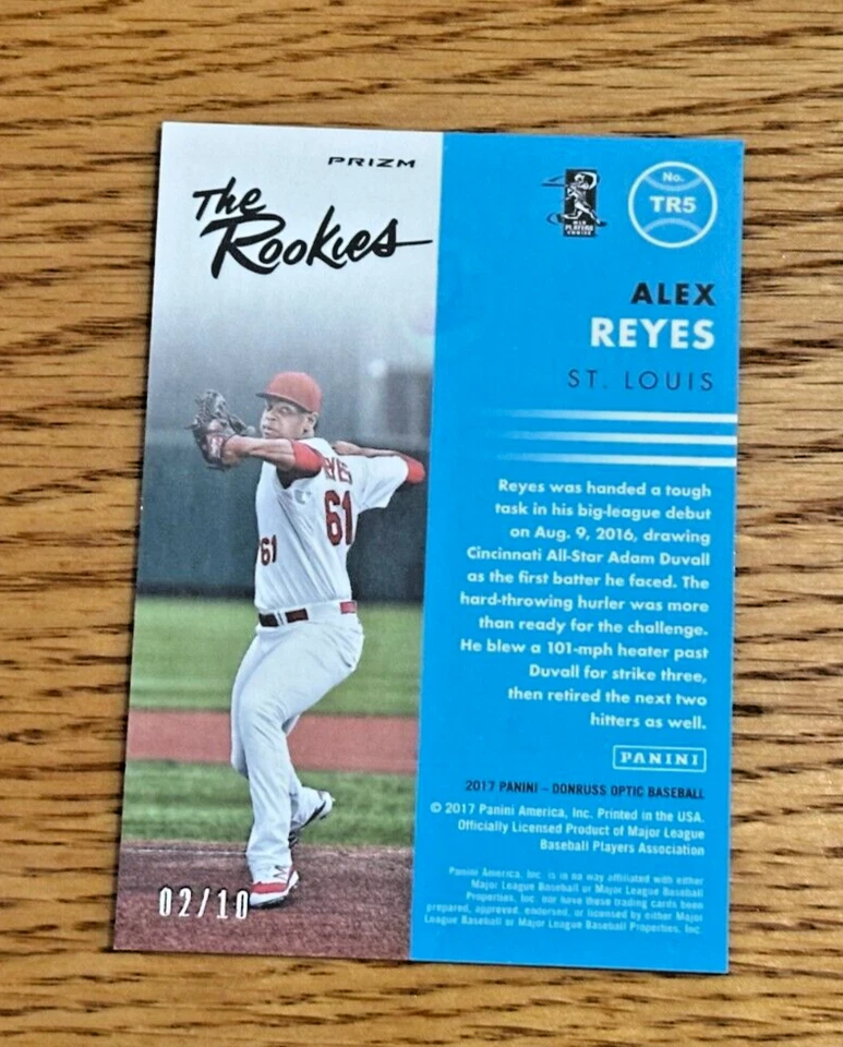 Alex Reyes 2017 Panini Donruss Optic #TR5 Rookie RC The Rookies Gold Prizm/10 Foto 2 de 2