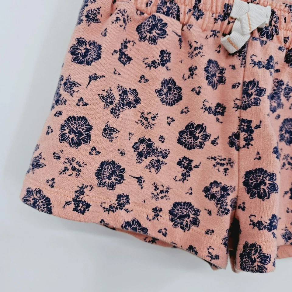 Lucky Brand Shorts 4T Pink Blue Floral Cotton Stretch Elastic Waist Pull On Baby - Image 4 of 4