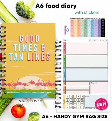 A6 LEBENSMITTELTAGEBUCH, HANDTASCHE GRÖSSE, FUNKTIONIERT MIT SCHLANKHEITSWELT DIET TRACKER   SOMMER