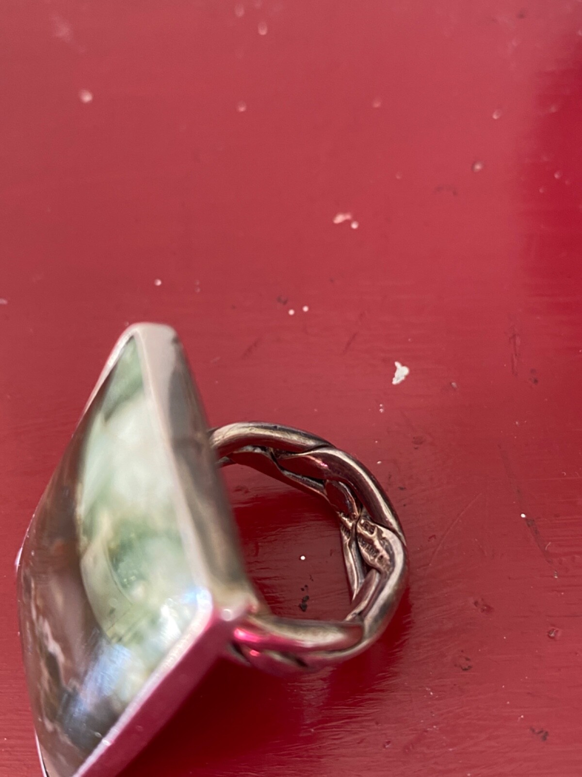 Large Designer Agate Sterling Silver Ring Size Ad… - image 5