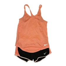 Women's 2-piece Coral Activewear Outfit Nike Dri-Fit Tank Lined Shorts Small