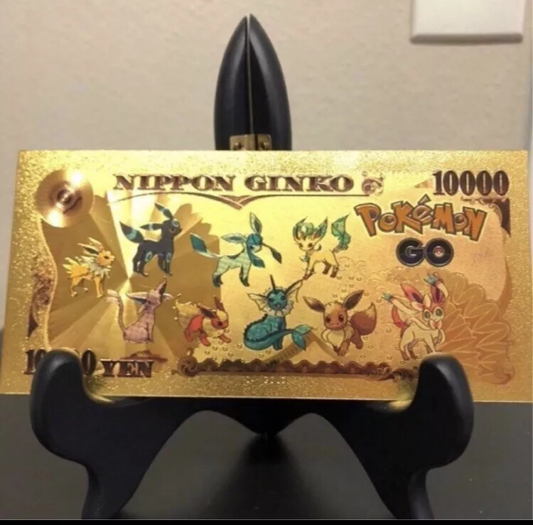 24k Gold Plated Espeon Eevee Pokemon Banknote for Sale in