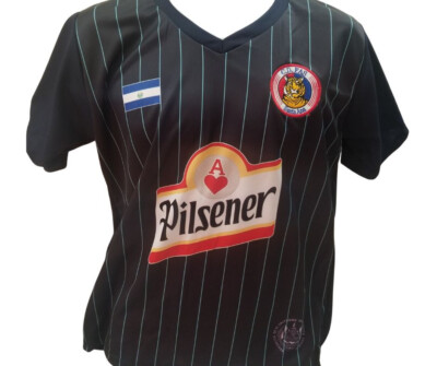 CAMISA DE CD FAS AZUL NEGRO DE VISITANTE CON EL LOGO BORDADO - EL SALVADOR