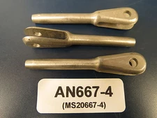 AN667-4 (MS20667-4) Aircraft Cable Fork End for 1/8” Cable (3 each) NOS